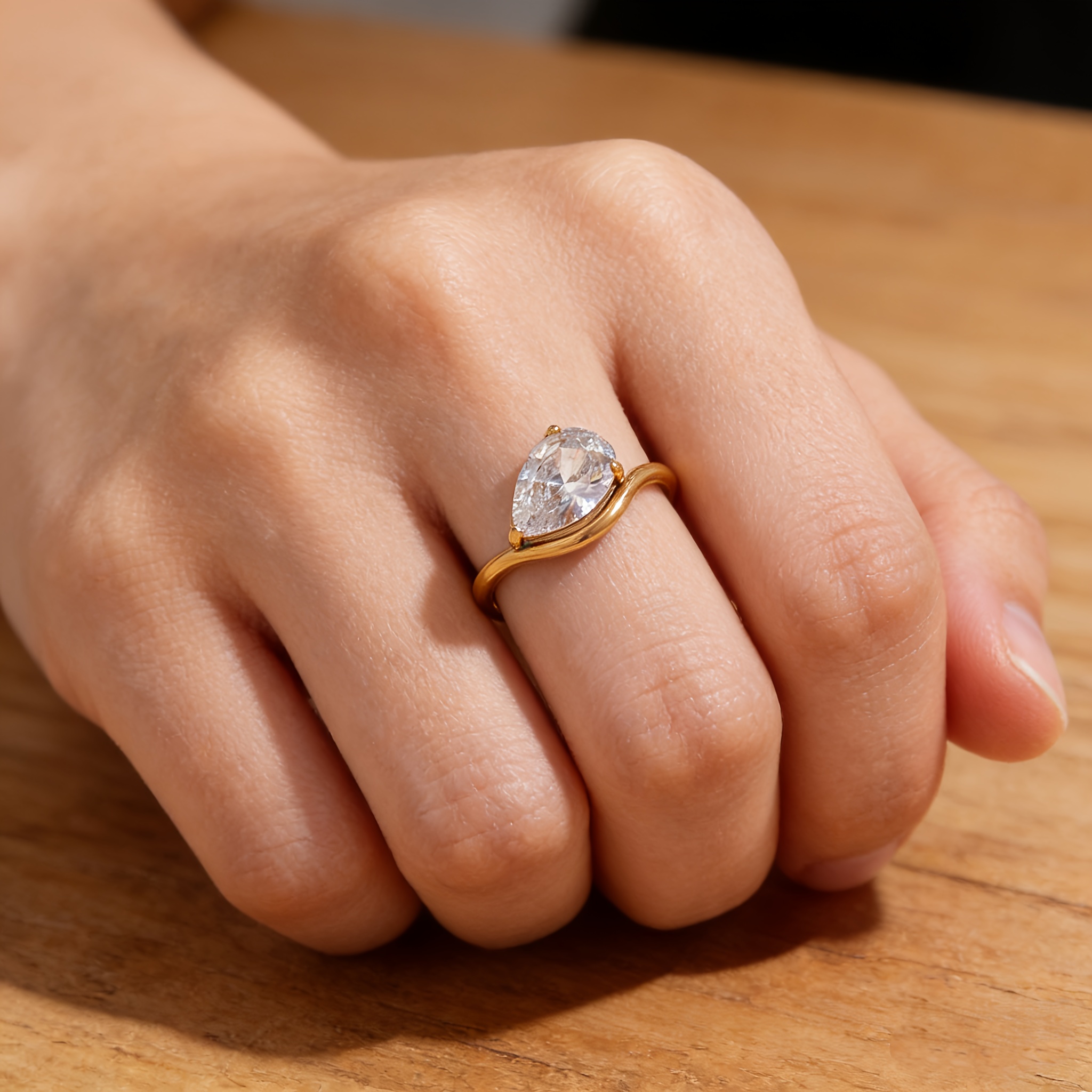 Women's Colorful Teardrop Ring, Exquisite December Birthday Gift